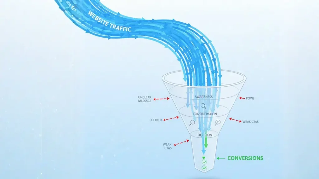 Website traffic vs conversion funnel